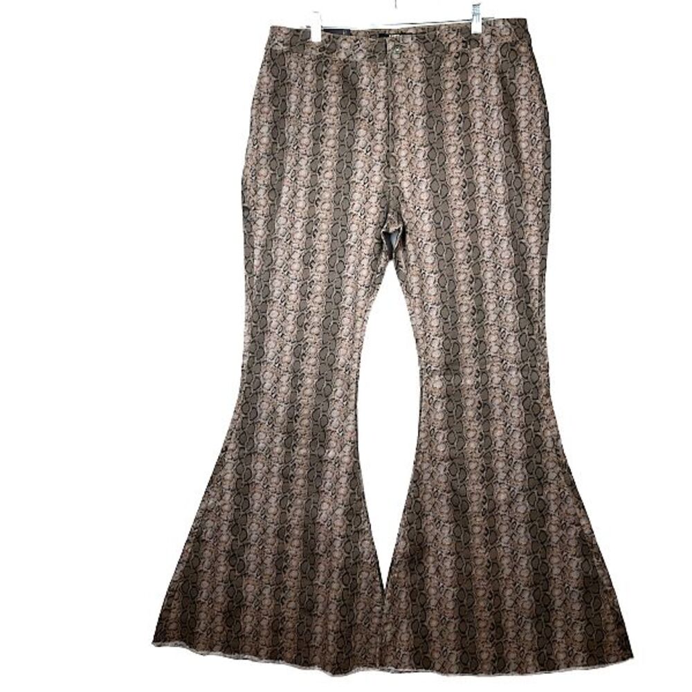 NWT Snake Print Brown Flared Women Jeans